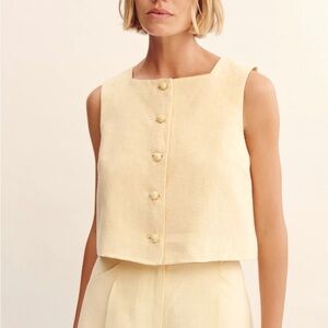 Posse Linen Top in butter yellow NWT